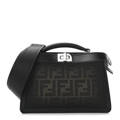 Fendi Eclissi Jacquard Vitello King FF Peekaboo I See U X Cross Satchel Tobacco Moro Black 1 of 9