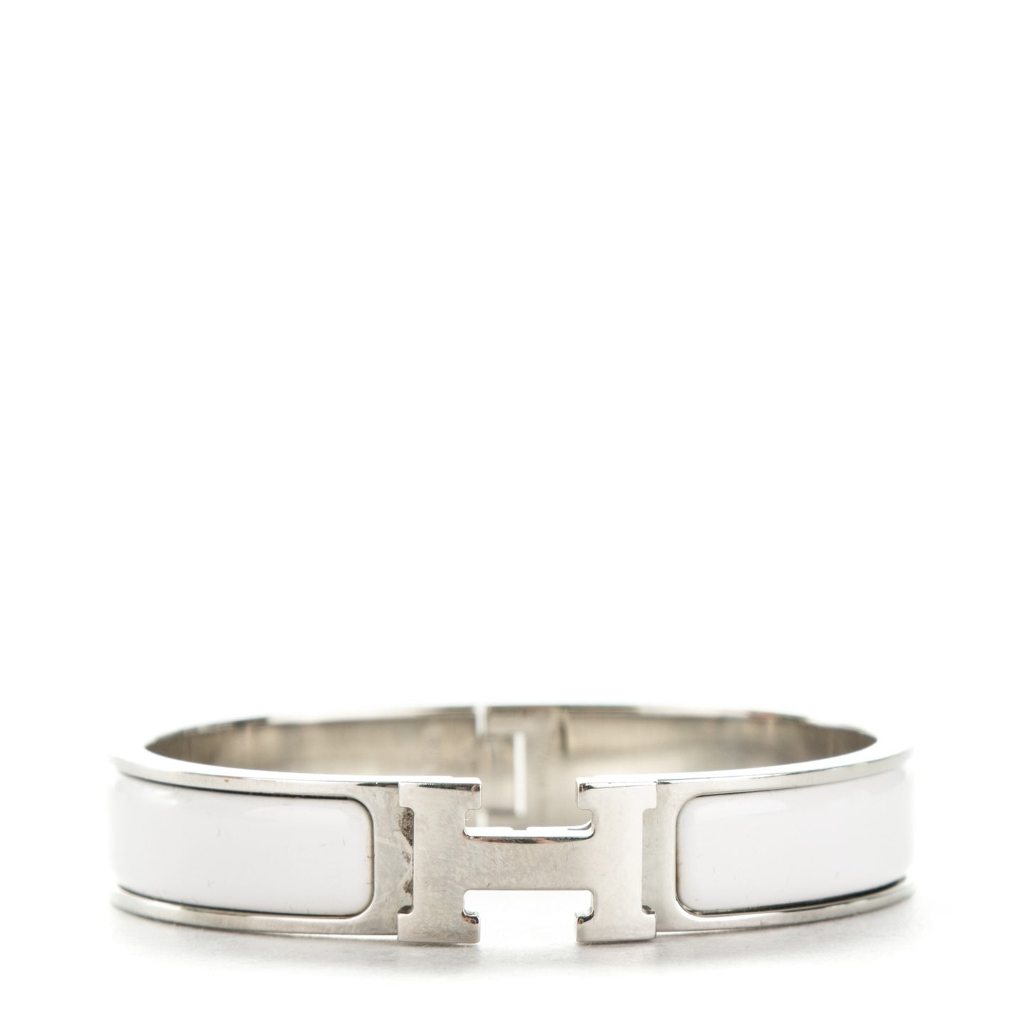 Enamel Narrow Clic Clac H Bracelet PM White