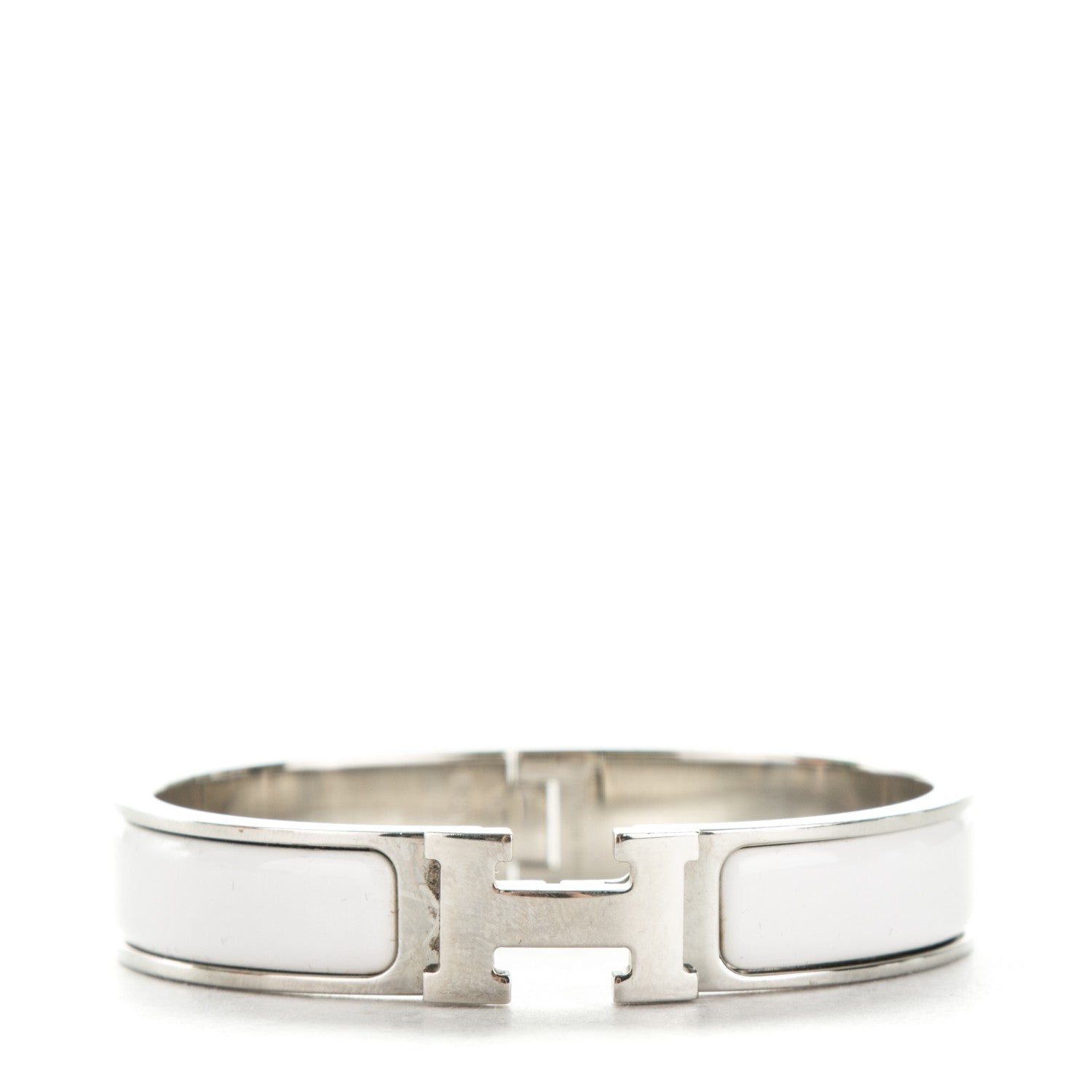 Hermes Enamel Narrow Clic Clac H Bracelet PM White 1 of 4