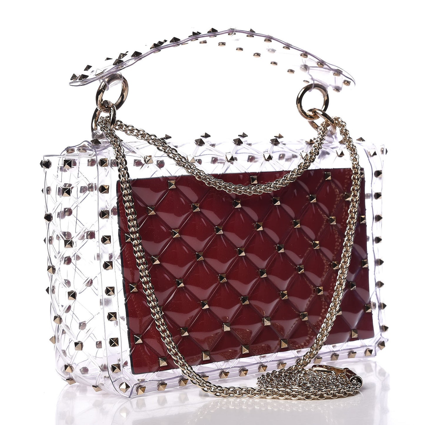 PVC Medium Rockstud Spike Shoulder Bag