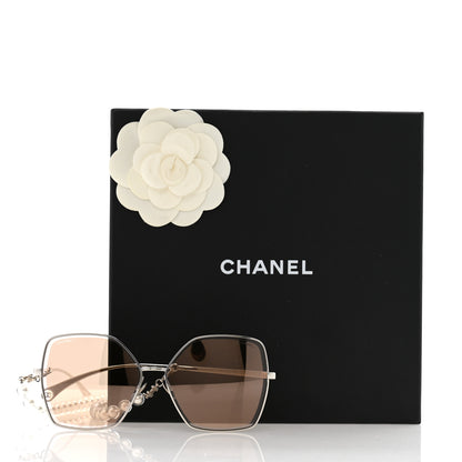 Chanel Butterfly Removable Pearl Chain Sunglasses 4262 Silver 8 of 8