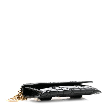 Christian Dior Patent Cannage Lady Dior Pouch Wallet On Chain Black 4 of 13