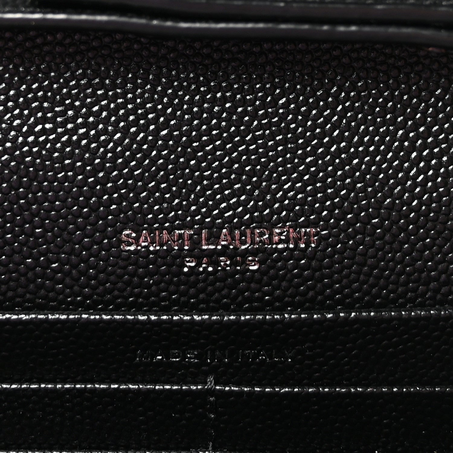 Saint Laurent Grain De Poudre Matelasse Chevron Monogram Monochrome Chain Wallet Black 6 of 9