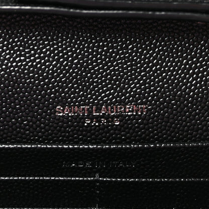 Saint Laurent Grain De Poudre Matelasse Chevron Monogram Monochrome Chain Wallet Black 6 of 9