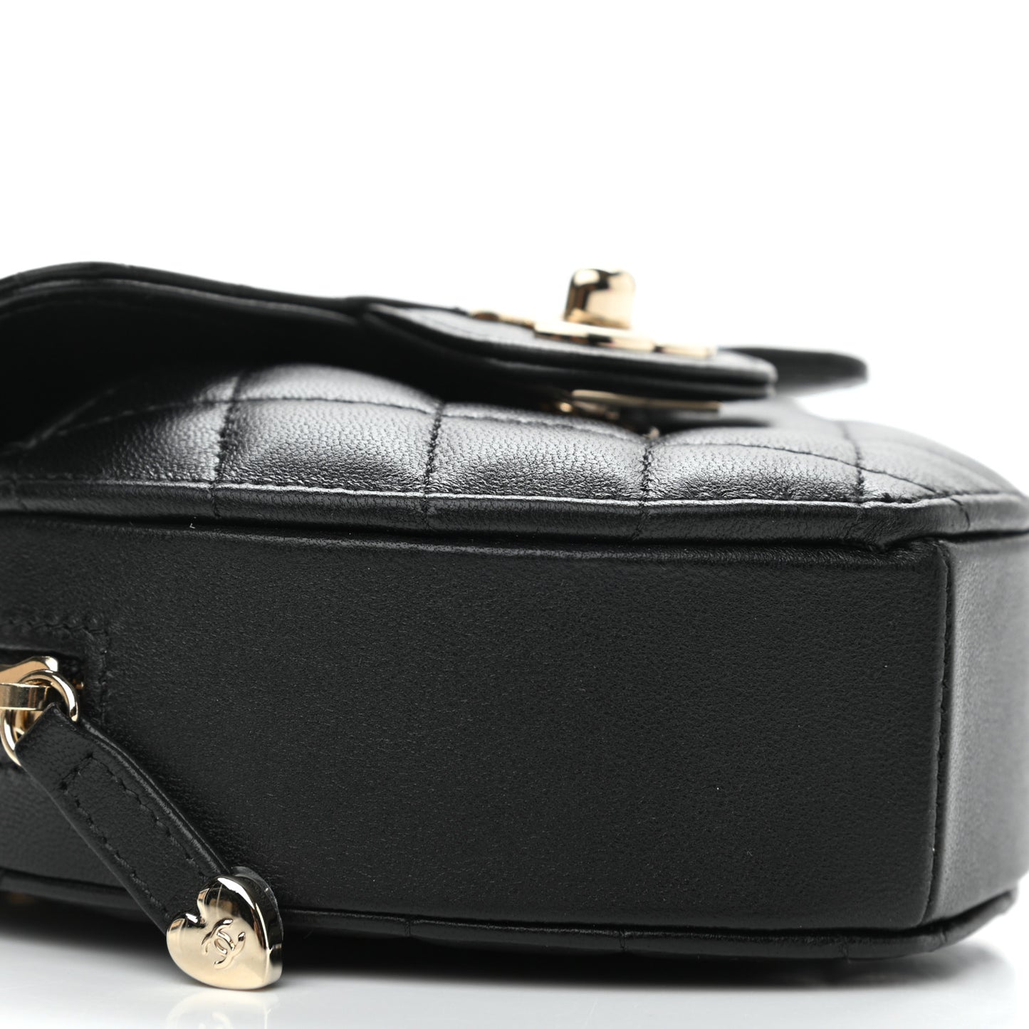 Lambskin Quilted CC In Love Heart Clutch With Chain Black