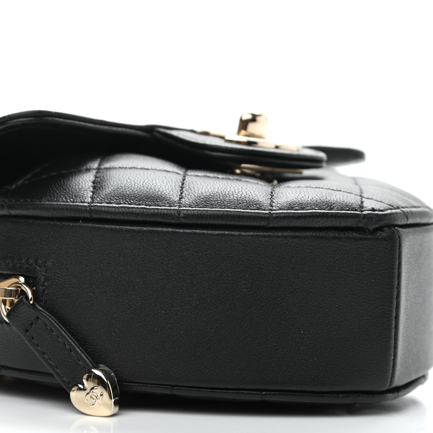 Chanel Lambskin Quilted CC In Love Heart Clutch With Chain Black 9 of 11