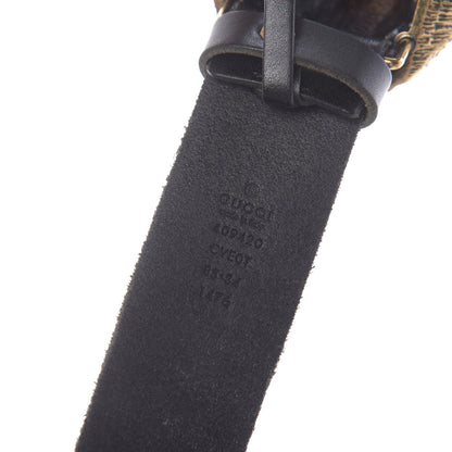 Gucci Calfskin Brass Feline Buckle Belt 85 34 Black 3 of 6