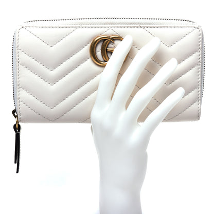 Gucci Calfskin Matelasse GG Marmont Zip Around Wallet White 2 of 9