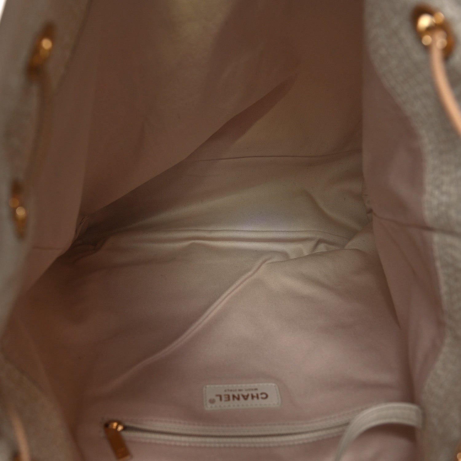 Chanel Lurex Boucle Large Deauville Backpack Beige 5 of 10
