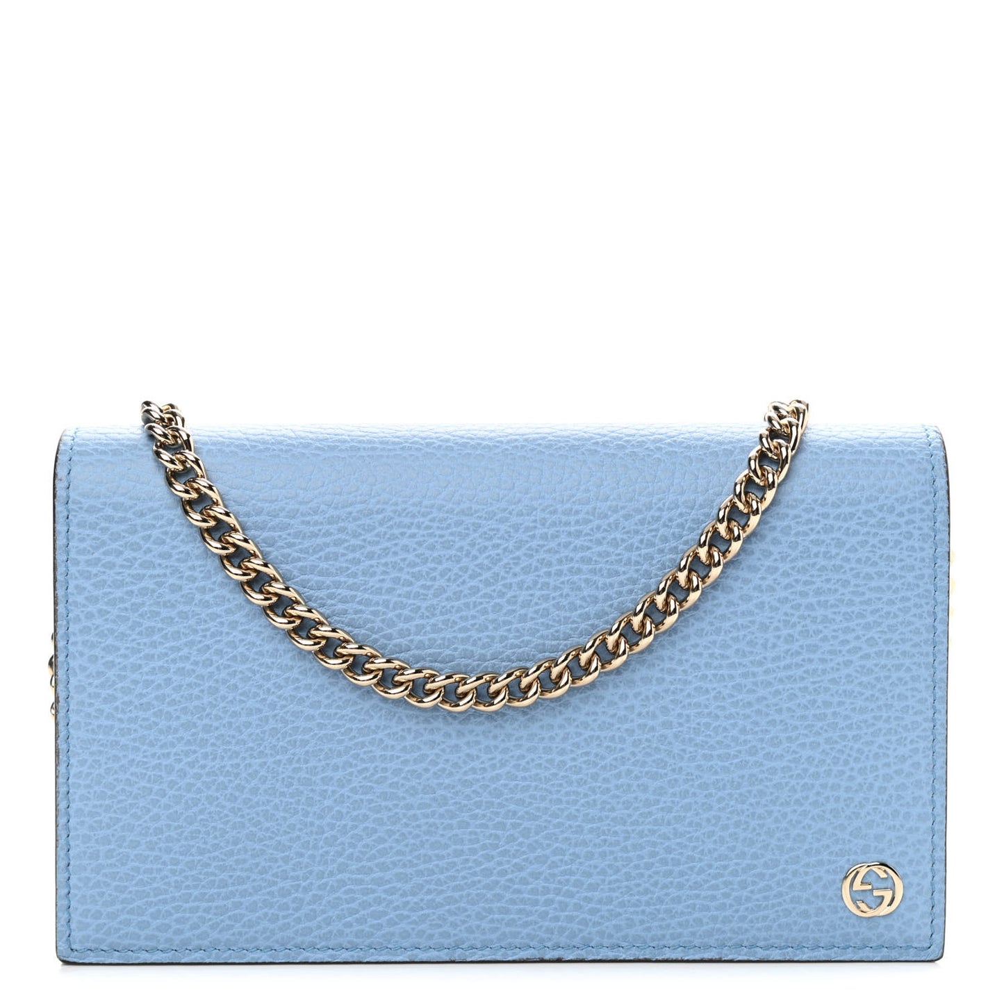 Dollar Calfskin Medium Betty Chain Wallet Mineral Blue