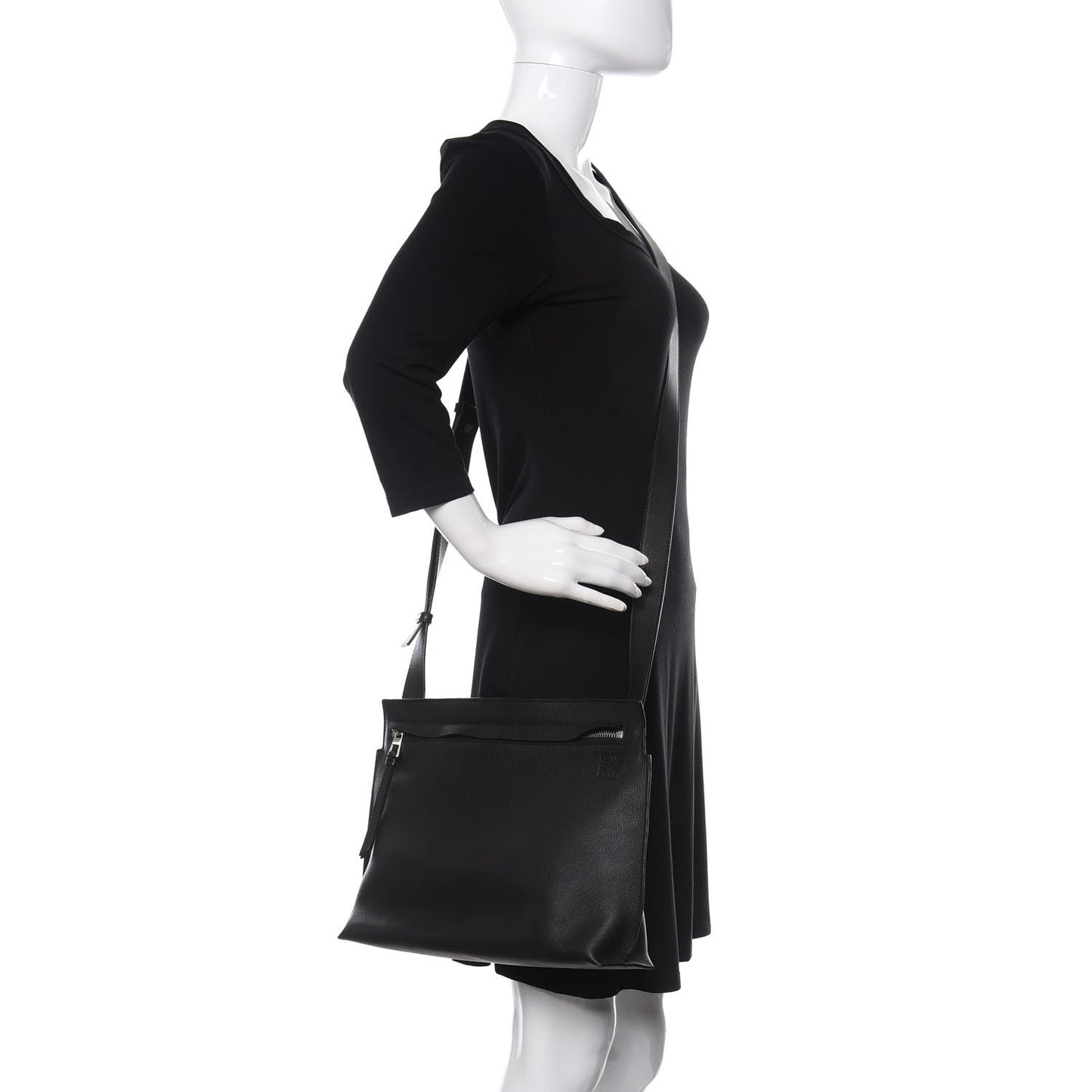 Calfskin T Pouch Bag Black