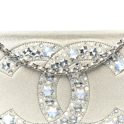 Chanel Metallic Goatskin Strass CC Clutch With Chain Silver 7 of 9