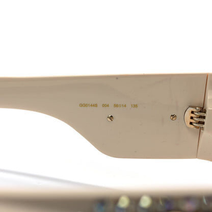 Gucci Acetate Crystal Oversize Hollywood Forever Sunglasses GG0144S Ivory 7 of 7