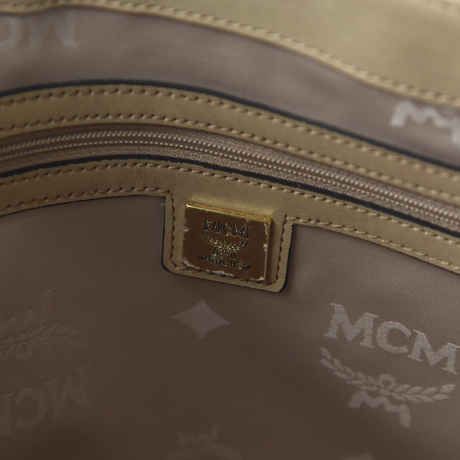MCM Visetos Shopping Tote Beige 8 of 9