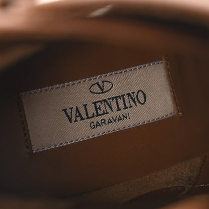 Valentino Garavani Pebbled Calfskin Rockstud Double Buckle 70mm Block Heel Ankle Boots 37.5 Bright Cognac 8 of 9