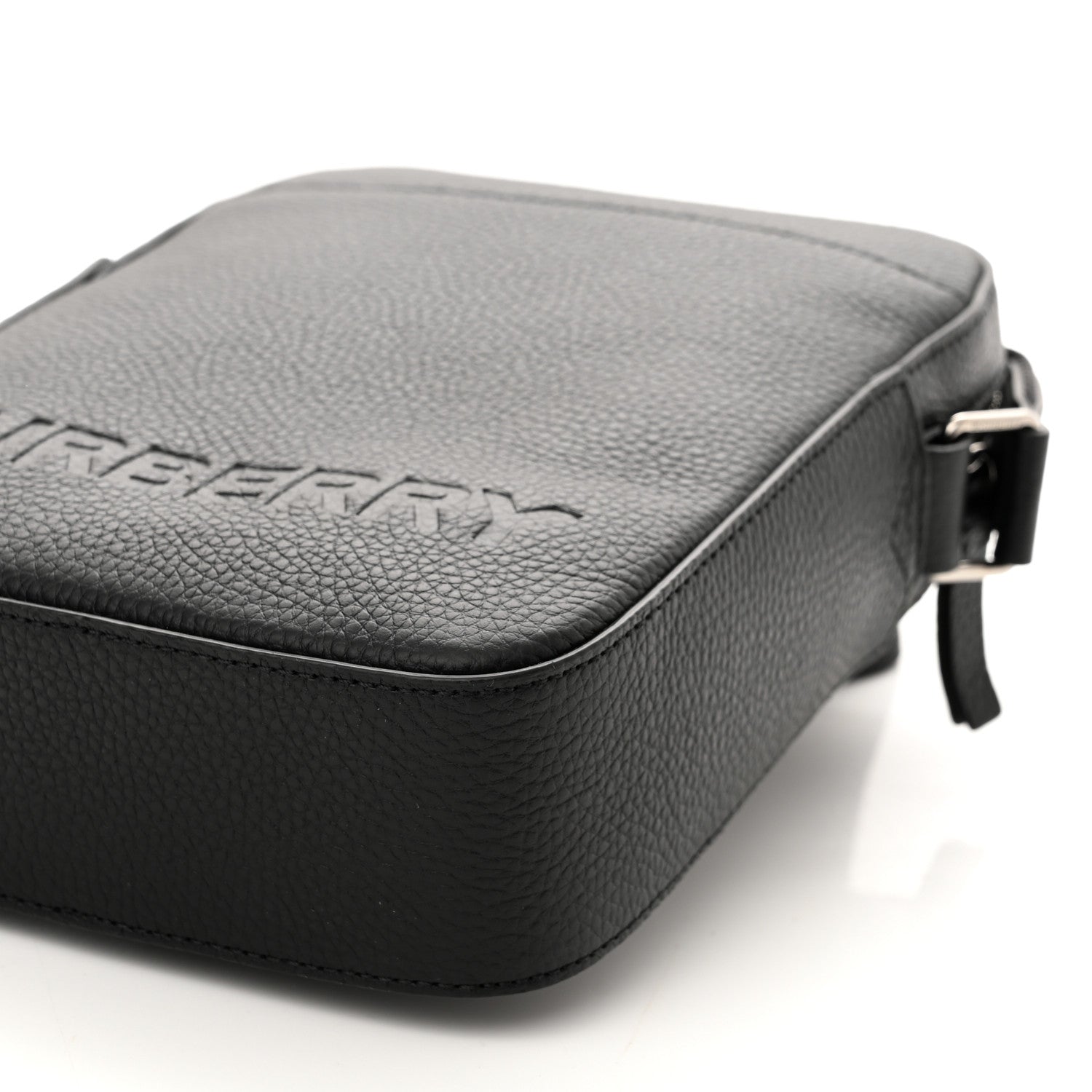 Burberry Pebbled Calfskin Logo Embossed Thornton Messenger Bag Black 9 of 9