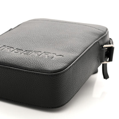 Burberry Pebbled Calfskin Logo Embossed Thornton Messenger Bag Black 9 of 9