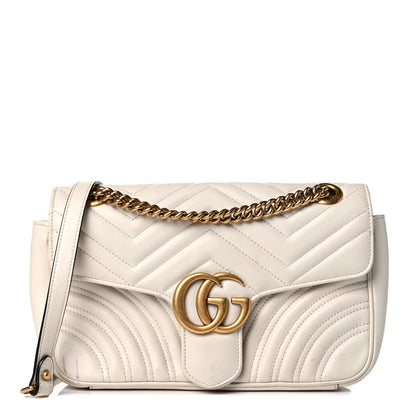 Gucci Calfskin Matelasse Small GG Marmont Shoulder Bag White 1 of 9