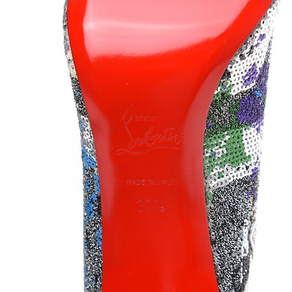 Christian Louboutin Paillette Splash So Kate Booty 85 Ankle Boots 37.5 Silver Multicolor 6 of 8
