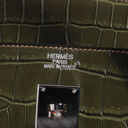 Hermes Matte Porosus Crocodile Birkin 40 Vert Olive 9 of 13
