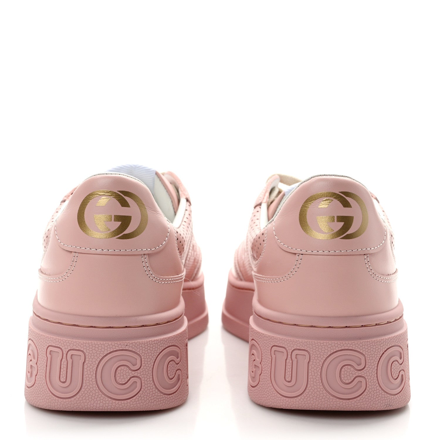 Gucci Calfskin GG Tennis Embossed Womens Platform 55mm Sneakers 40 Powder Pink 5 of 9