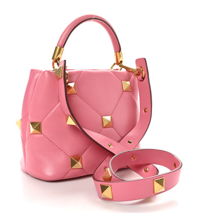 Valentino Garavani Nappa Small Roman Stud The Handle Bag Flamingo Pink 3 of 9