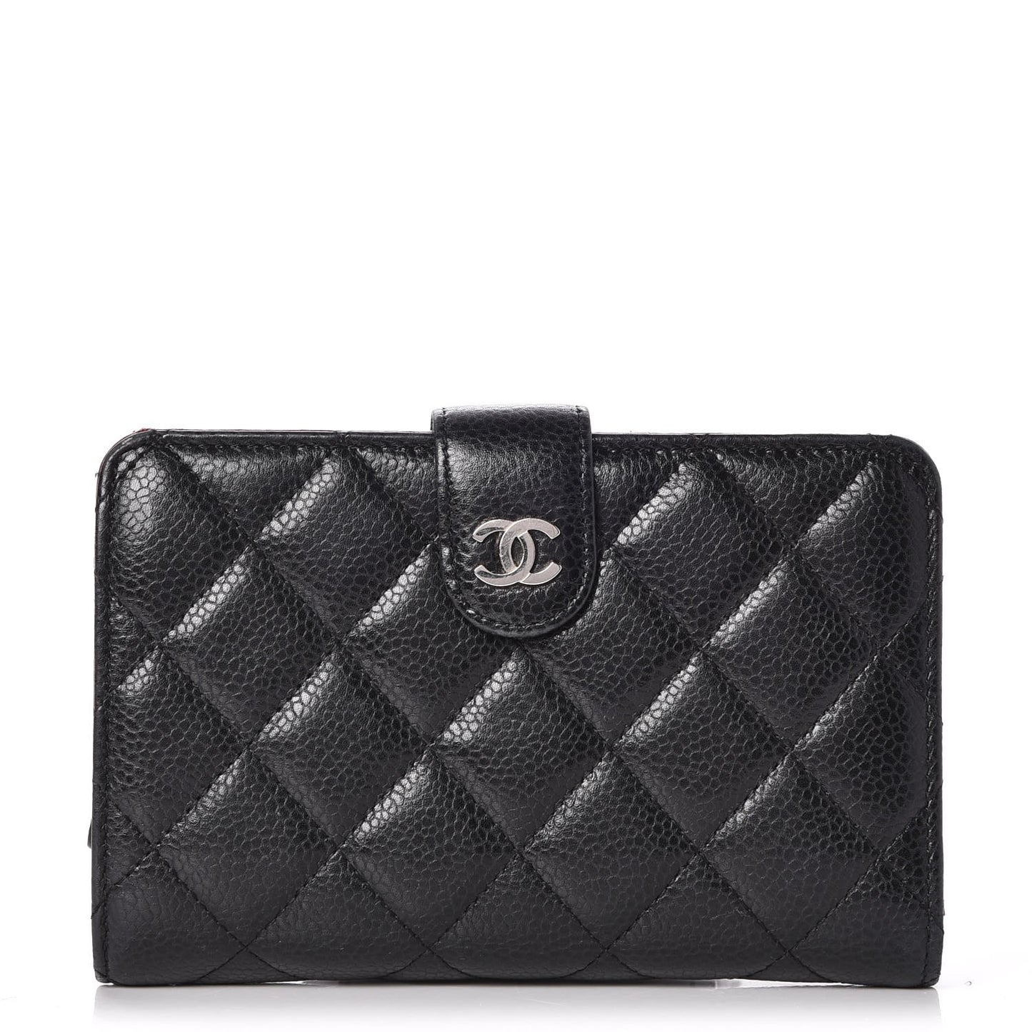 Caviar Quilted Zipped Pocket Wallet Black