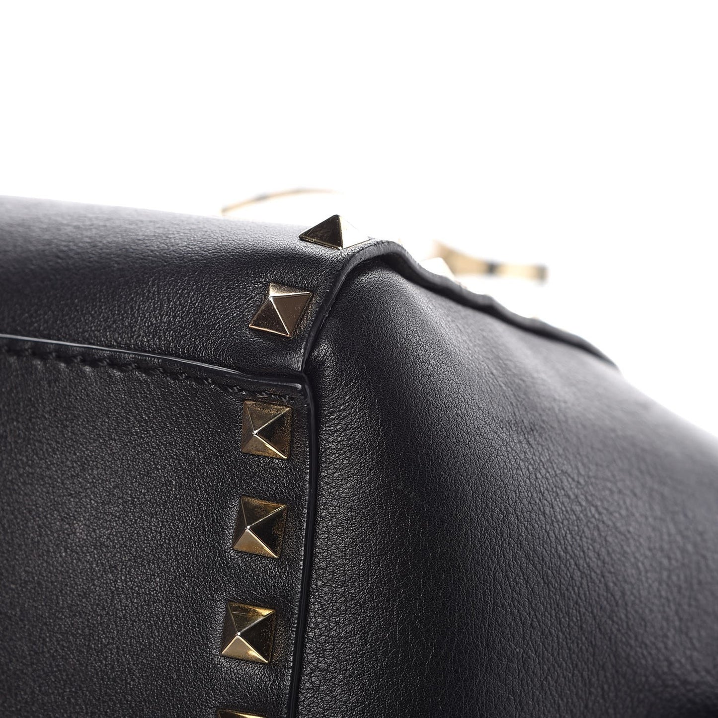 Vitello Small Rockstud Double Handle Tote Black