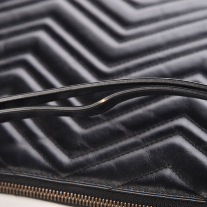 Gucci Calfskin Matelasse GG Marmont Flat Messenger Bag Black 13 of 15