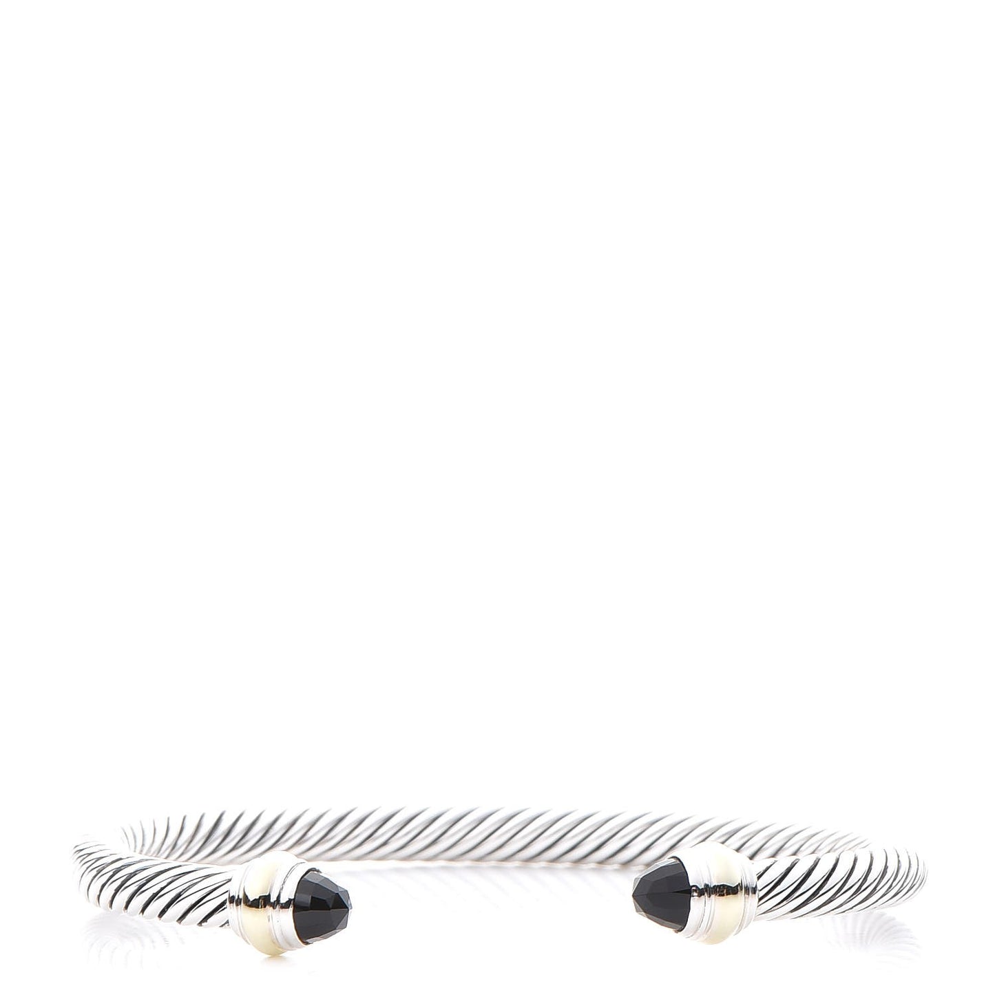 Sterling Silver 14K Yellow Gold Black Onyx 5mm Cable Classics Bracelet