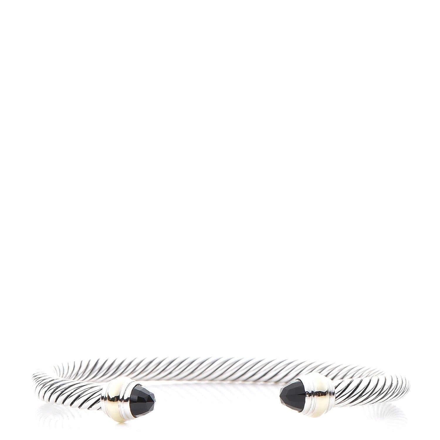 David Yurman Sterling Silver 14K Yellow Gold Black Onyx 5mm Cable Classics Bracelet 1 of 5