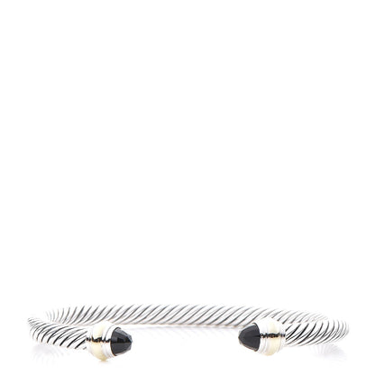 David Yurman Sterling Silver 14K Yellow Gold Black Onyx 5mm Cable Classics Bracelet 1 of 5