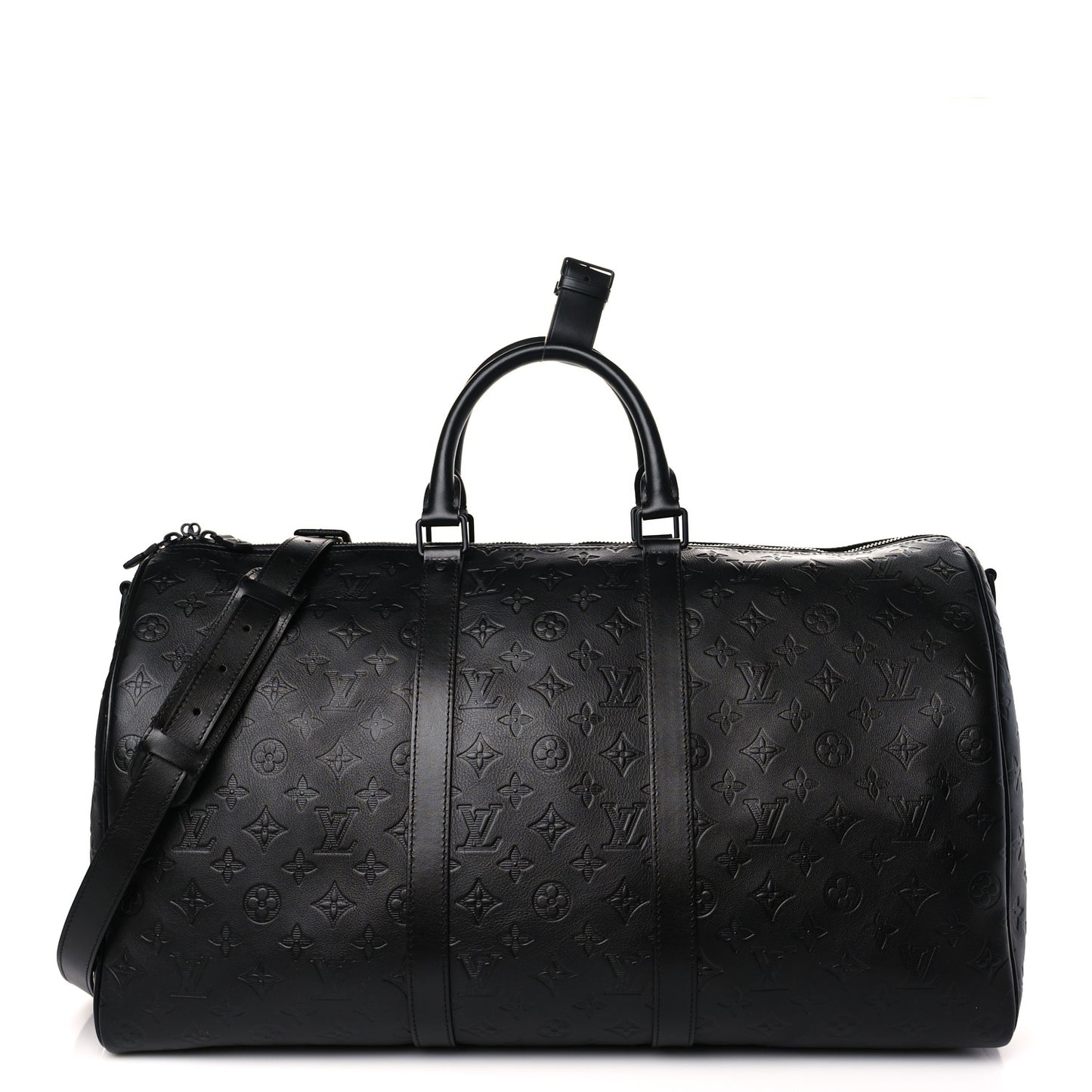 Calfskin Shadow Monogram Keepall Bandouliere 50 Black