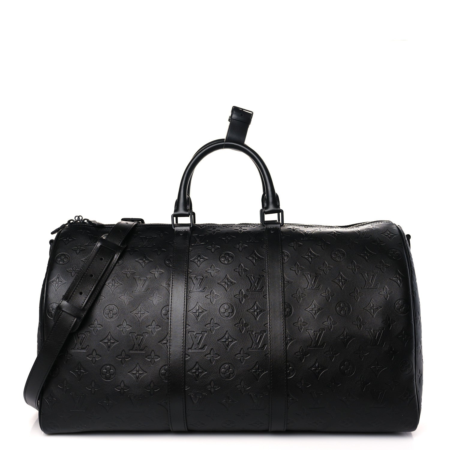 Louis Vuitton Calfskin Shadow Monogram Keepall Bandouliere 50 Black 1 of 8