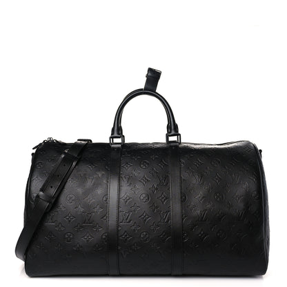 Louis Vuitton Calfskin Shadow Monogram Keepall Bandouliere 50 Black 1 of 8