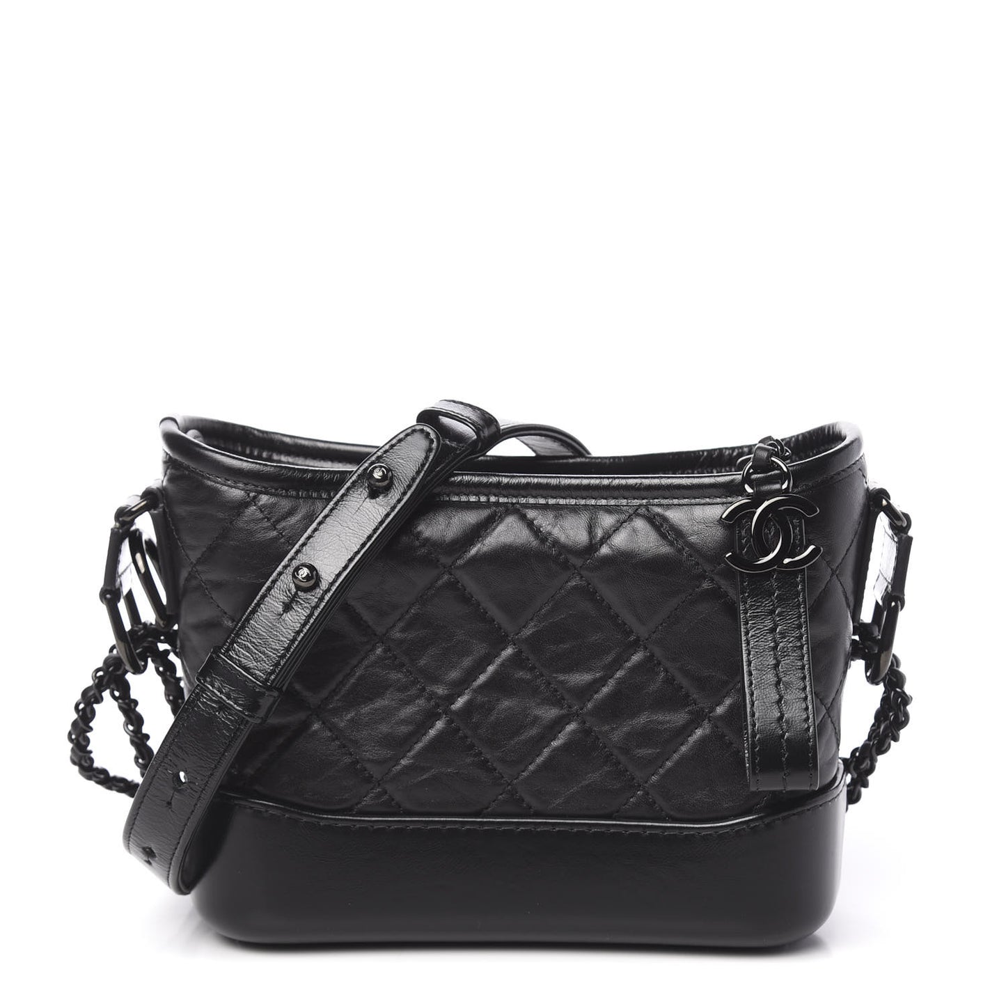 Aged Calfskin Quilted Small Gabrielle Hobo So Black