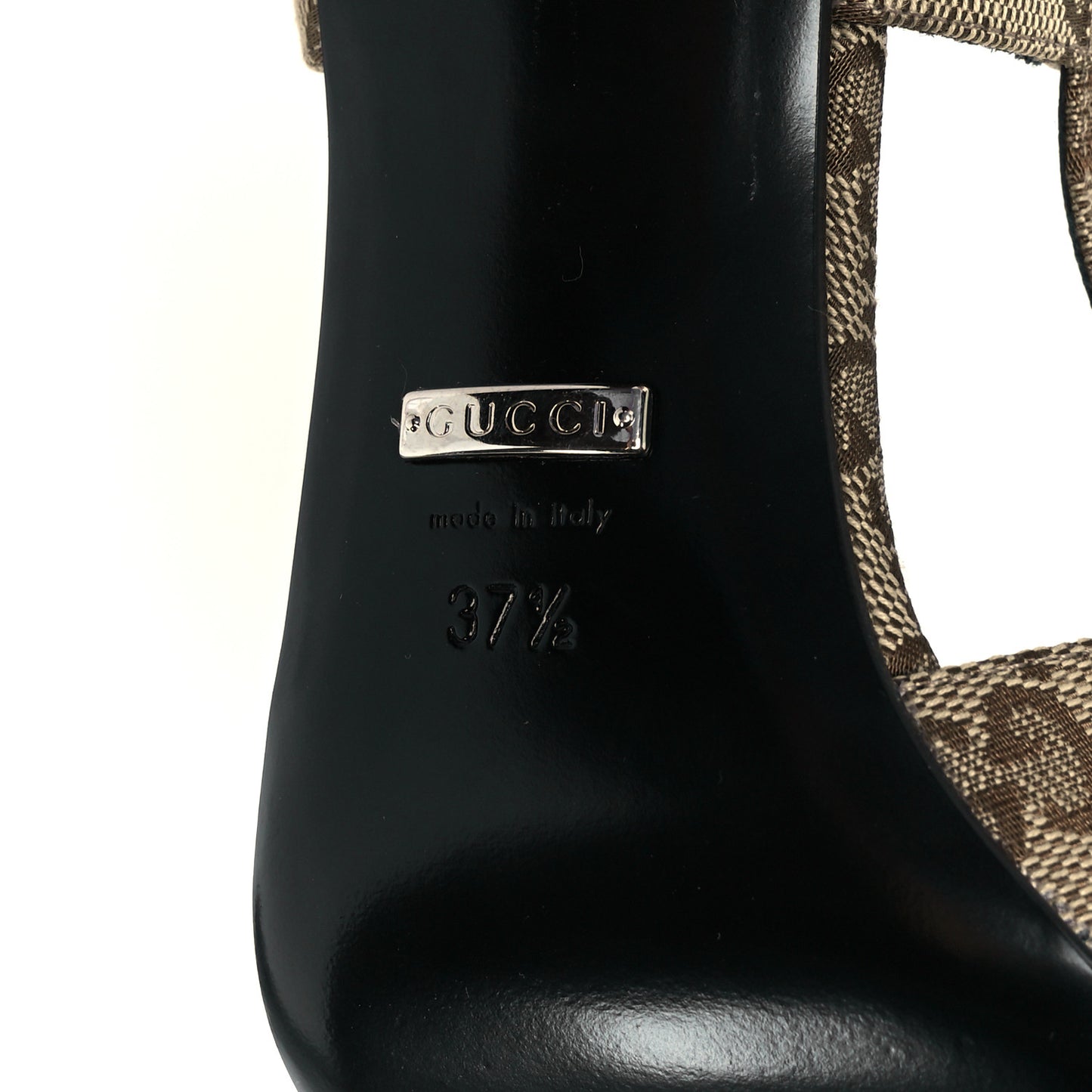 Monogram Malga Kid Square G 75mm Slingback Pumps 37.5 Beige Ebony New Acero