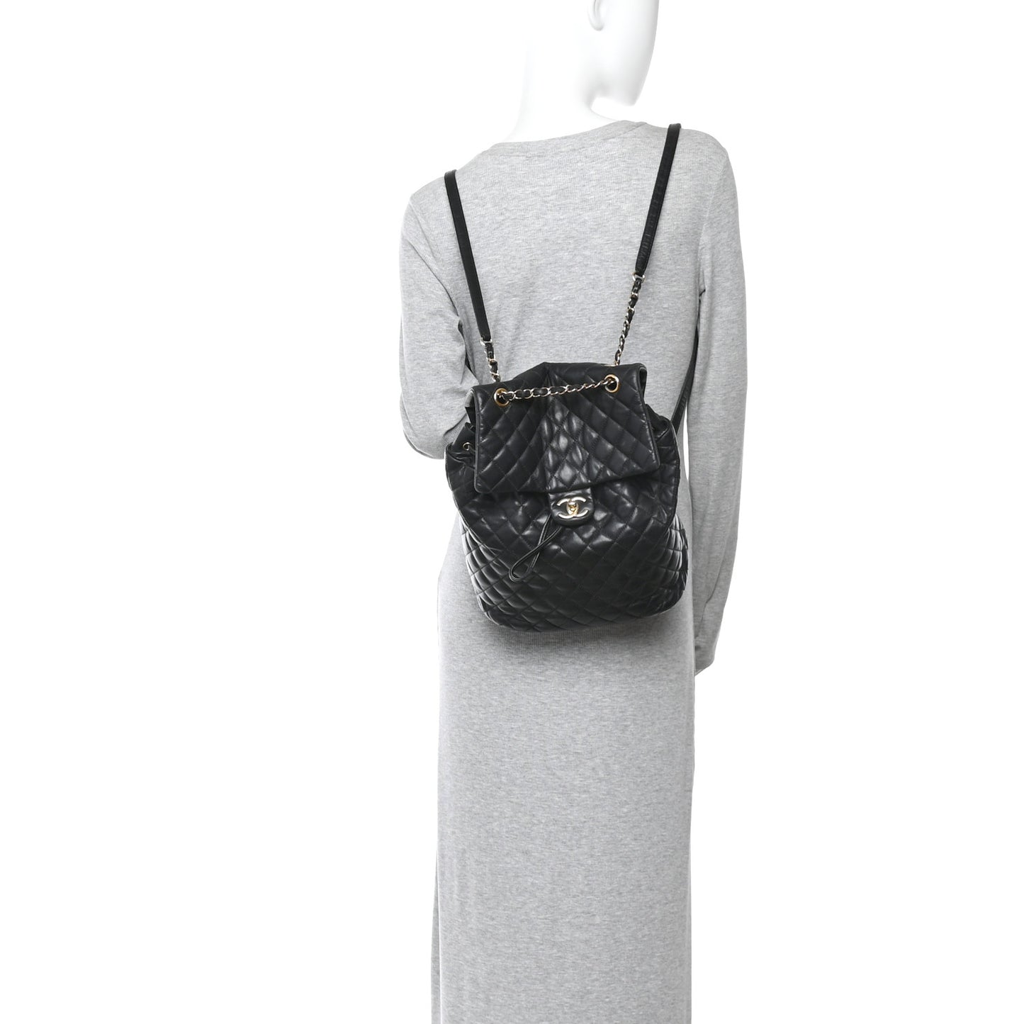 Lambskin Quilted Large Urban Spirit Backpack Black