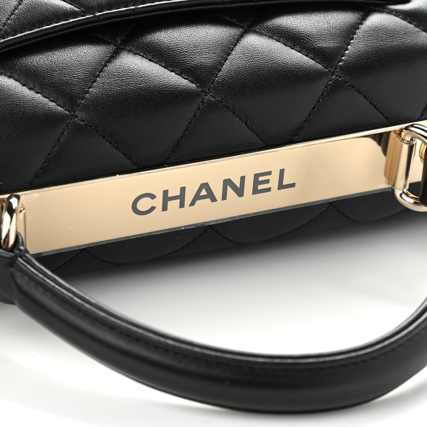 Lambskin Quilted Small Trendy CC Dual Handle Flap Bag Black