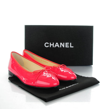 Chanel Patent CC Cap Toe Ballerina Flats 39.5 Coral 9 of 9