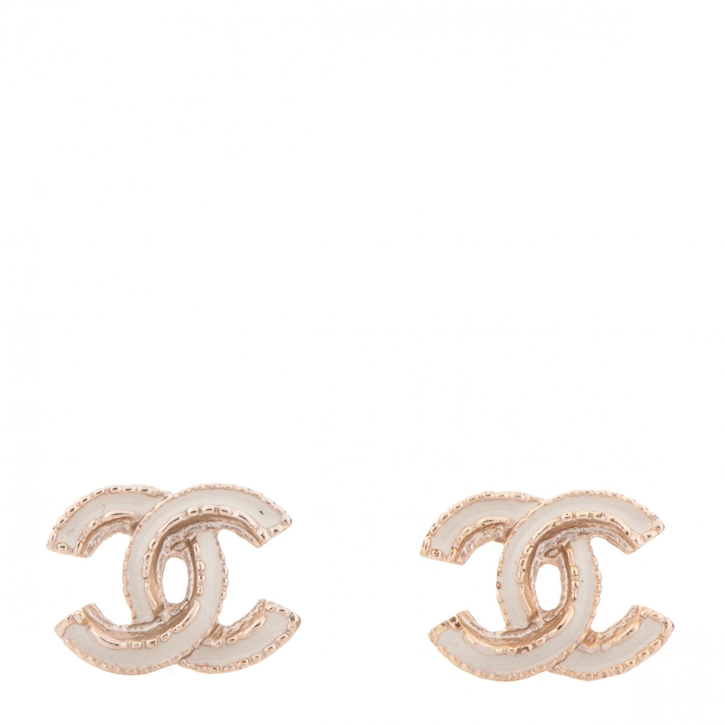 Enamel CC Earrings Beige Gold