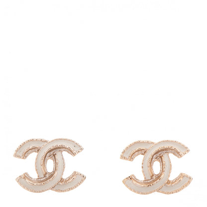 Chanel Enamel CC Earrings Beige Gold 1 of 4