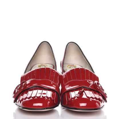 Gucci Vernice GG Marmont Fringe 50mm Loafer Pumps 36.5 Hibiscus Red 2 of 8