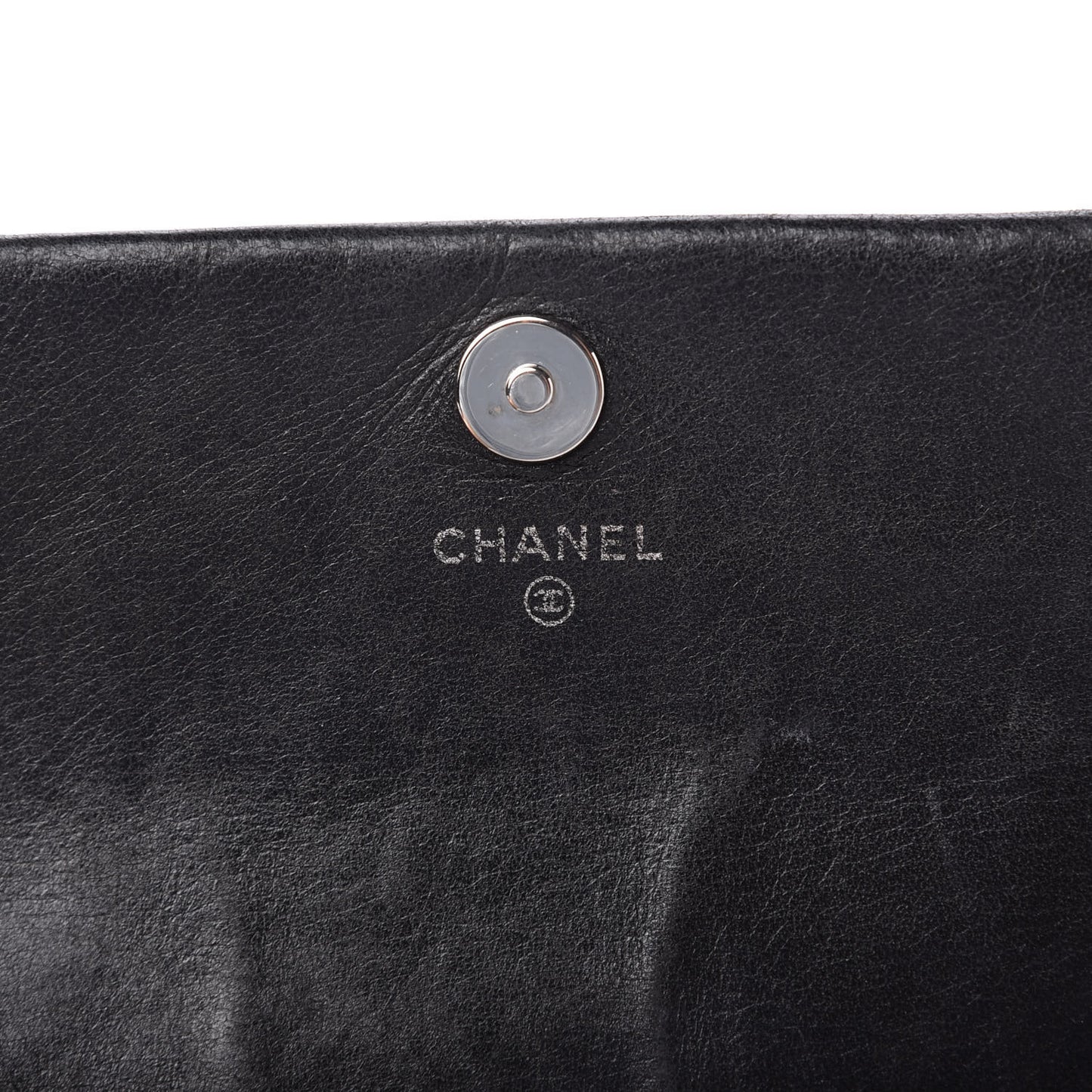 Lambskin Chevron Quilted Wallet On Chain WOC Black
