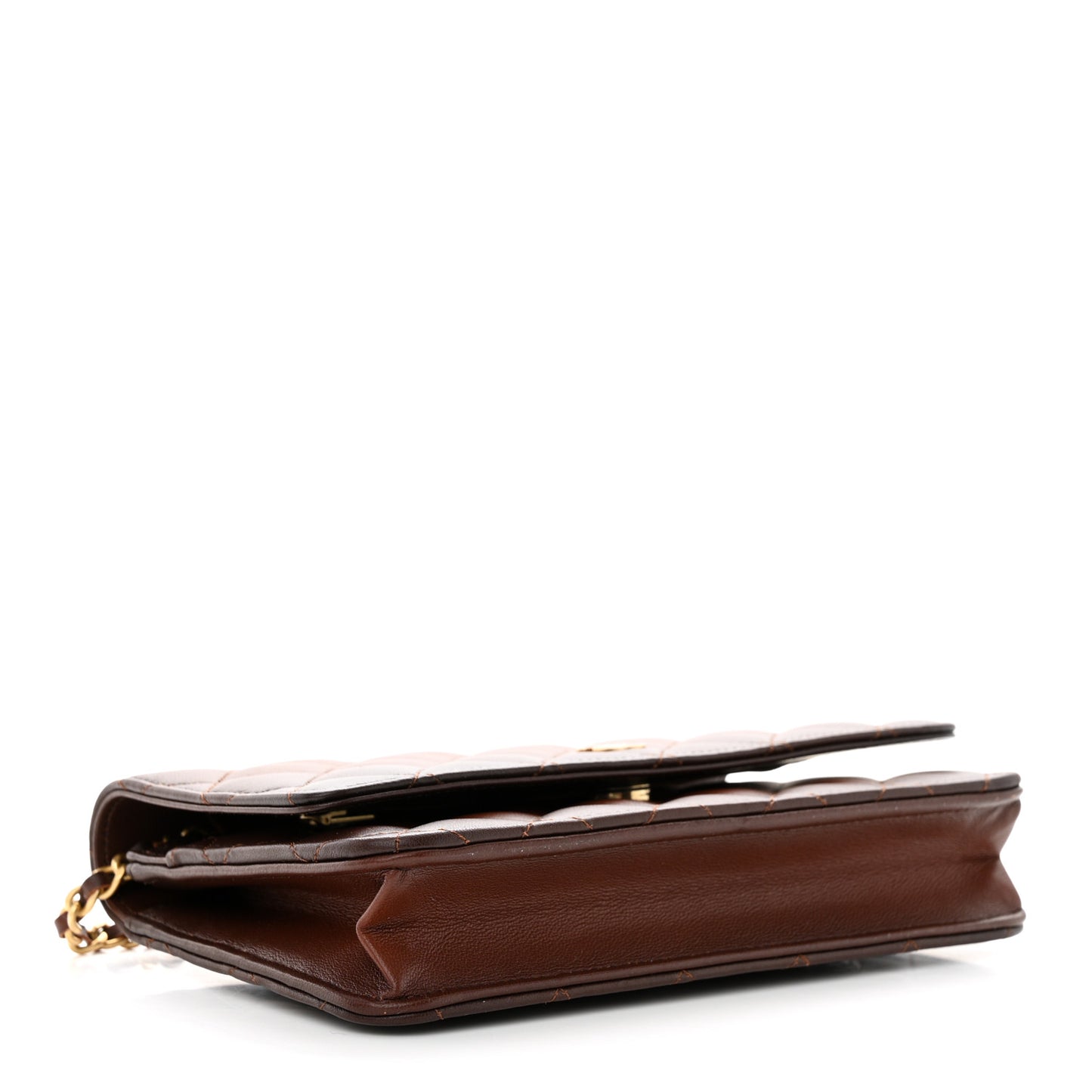 Gradient Lambskin Quilted Wallet On Chain WOC Brown