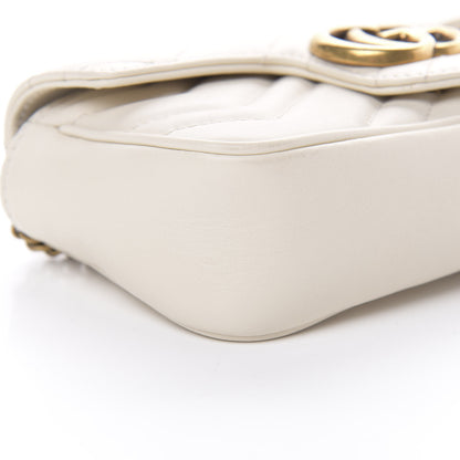 Gucci Calfskin Matelasse Super Mini GG Marmont Shoulder Bag White 9 of 11