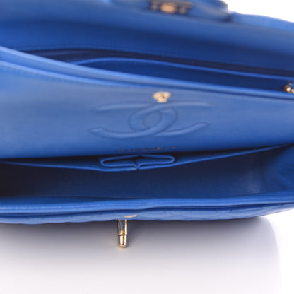 Chanel Lambskin Quilted Medium Double Flap Blue 6 of 18