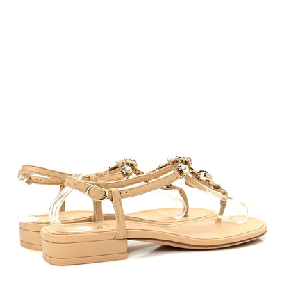 Chanel Lambskin Metal Heart Thong Sandals 37 Beige 4 of 7