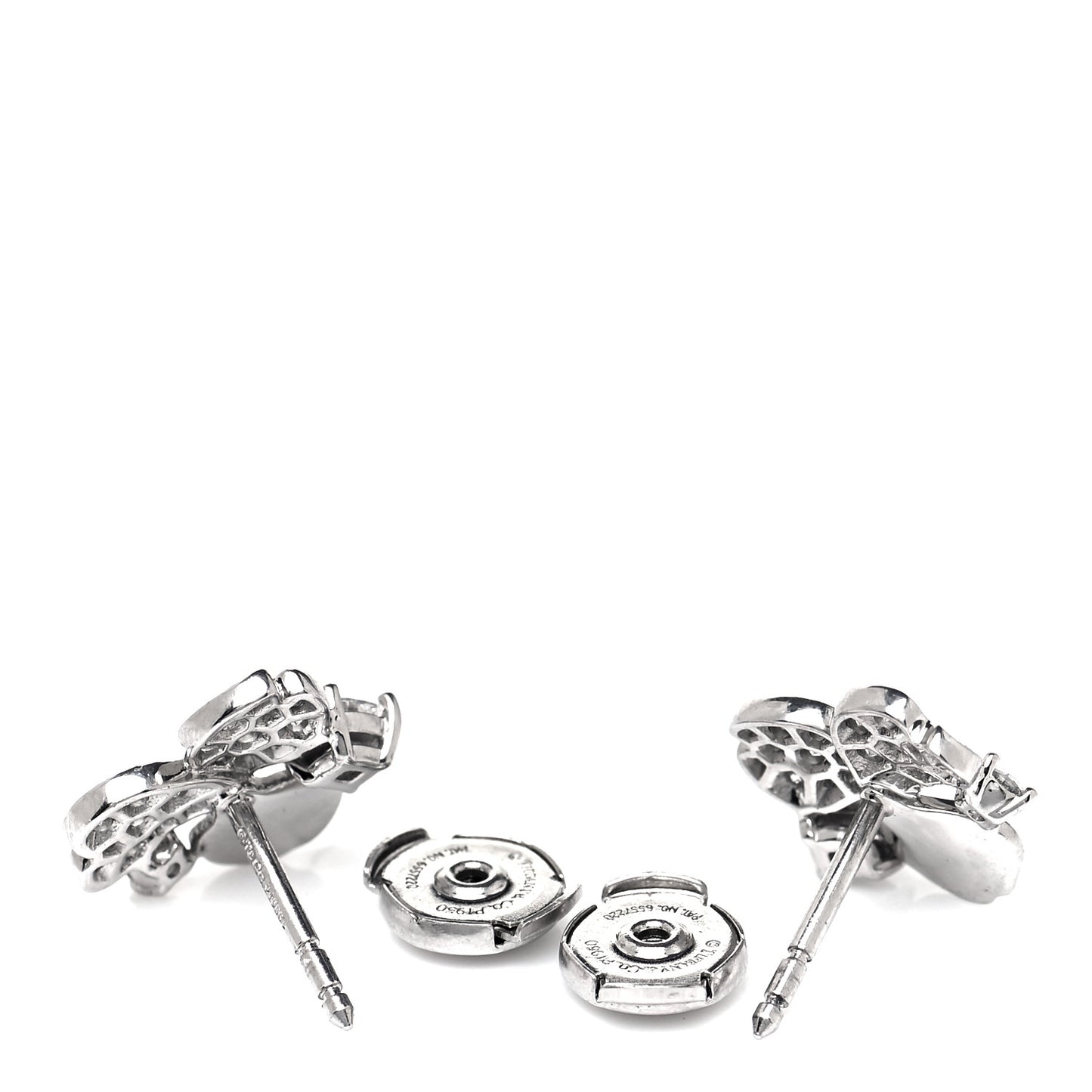 Platinum Diamond Paper Flowers Cluster Earrings