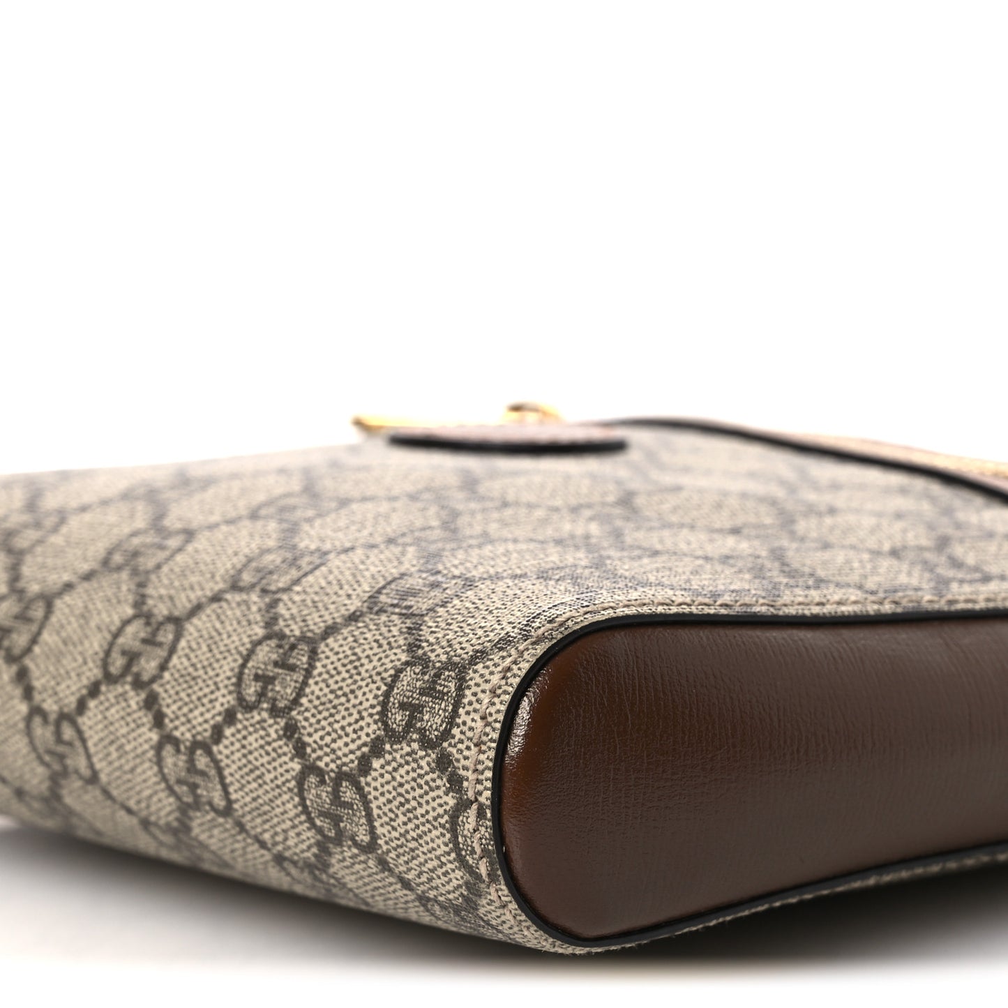 GG Supreme Monogram Azalea Calfskin Retro Interlocking G Flat Messenger Bag Beige Ebony Brown Sugar
